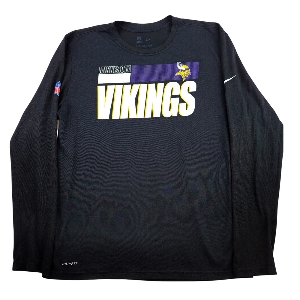 Minnesota Vikings Nike Dri-Fit NFL Long Sleeve T-Shirt Black Mens Large